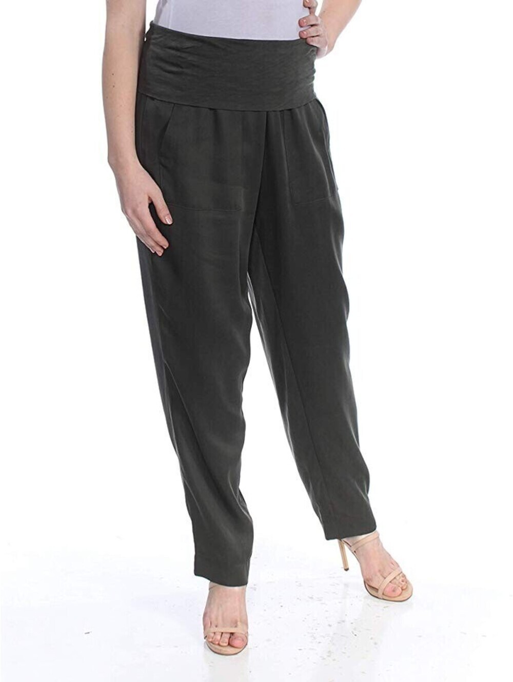 DKNY Womens Tencel Foldover Casual Pants Size XS